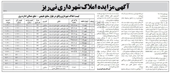 مزایده،مزایده فروش املاک کاربری مسکونی نوبت اول