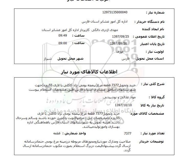 استعلام , استعلام قطعه مرغ ...