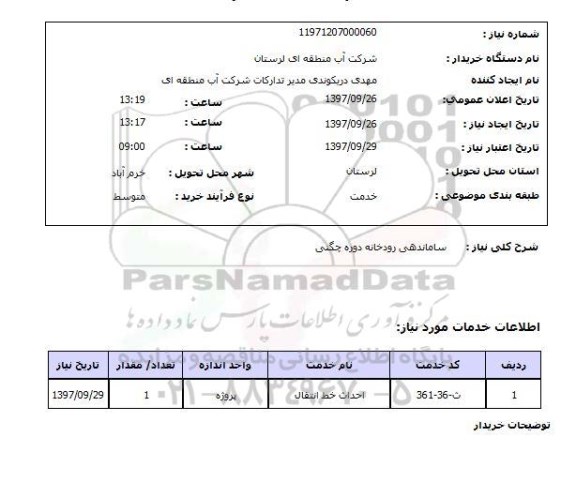 استعلام، استعلام ساماندهی رودخانه 