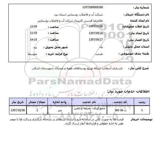 استعلام; استعلام بازسازی آسفالت ...