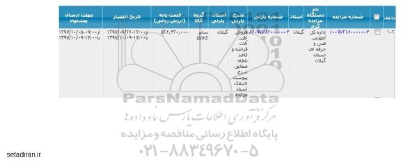 مزایده فروش آهن آلات قراضه