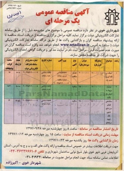 مناقصه , مناقصه آسفالت و لکه گیری