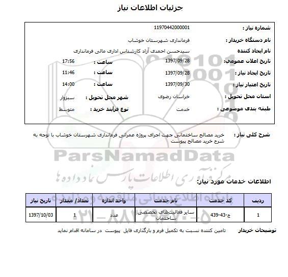 استعلام,استعلام خرید مصالح ساختمانی 