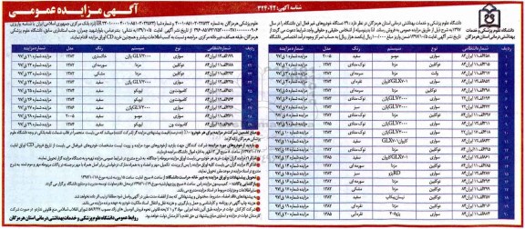 مزایده، مزایده 29 دستگاه خودروهای