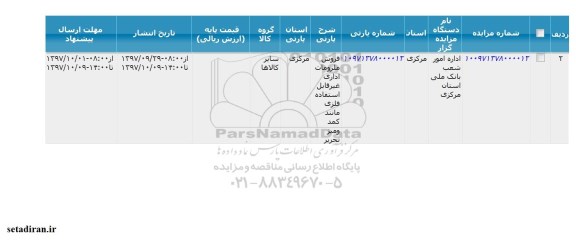 مزایده, مزایده فروش ملزومات اداری