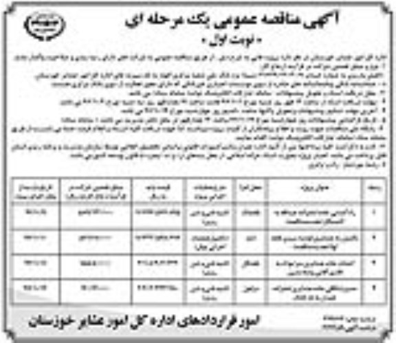 آگهی مناقصه عمومی یک مرحله ای,مناقصه راه گشایی جاده