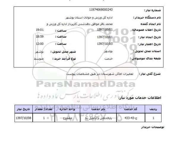 استعلام,تعمیرات اماکن