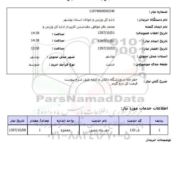 استعلام,حفر چاه