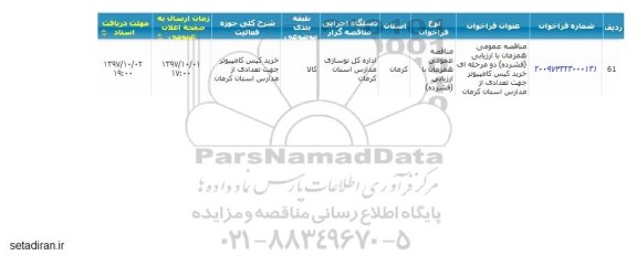 مناقصه ، مناقصه کیس کامپیوتر