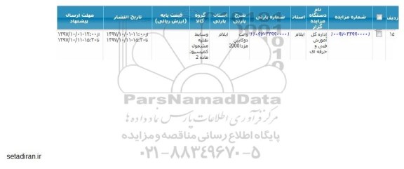 مزایده, مزایده  وانت دوکابین مزدا 2000