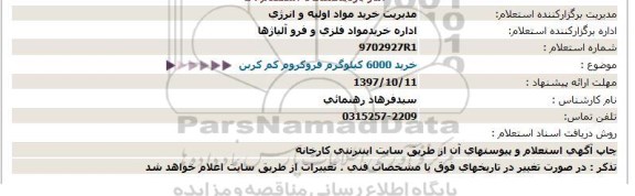 استعلام ,استعلام خرید فروکروم کم کربن 