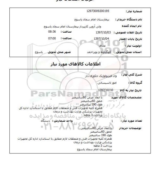 استعلام, استعلام وان فیزیولوژیک جکوزی دار