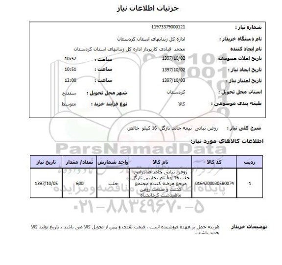 استعلام,روغن نباتی