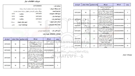 استعلام; استعلام لوازم و تجهیزات ورزشی ...