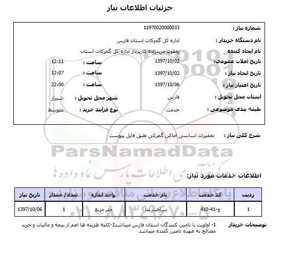 استعلام,تعمیرات اساسی