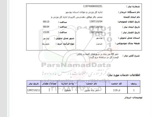 استعلام,حفر چاه