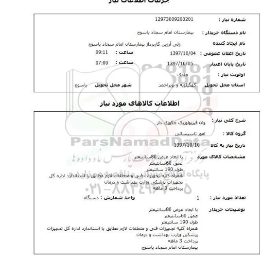 استعلام, استعلام وان فیزیولوژیک جکوزی دار