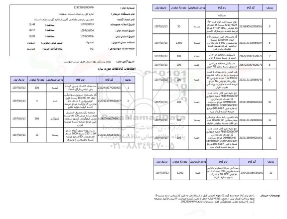 استعلام; استعلام لوازم پزشکی ...