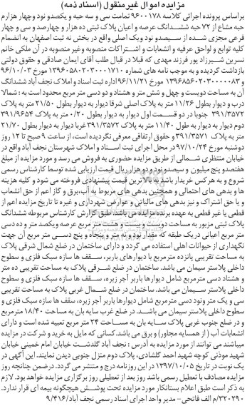 مزایده, مزایده سی و سه حبه و یکصد و نود و چهار هزارم حبه مشاع