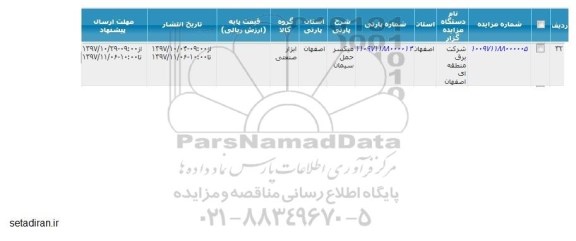 مزایده میکسر حمل سیمان
