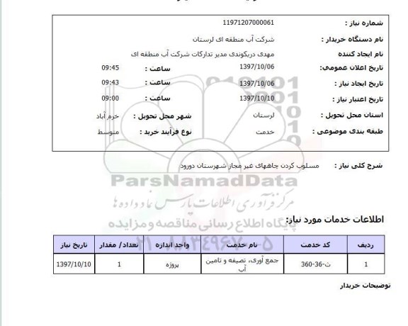 استعلام, استعلام  مسلوب کردن چاههای غیرمجاز