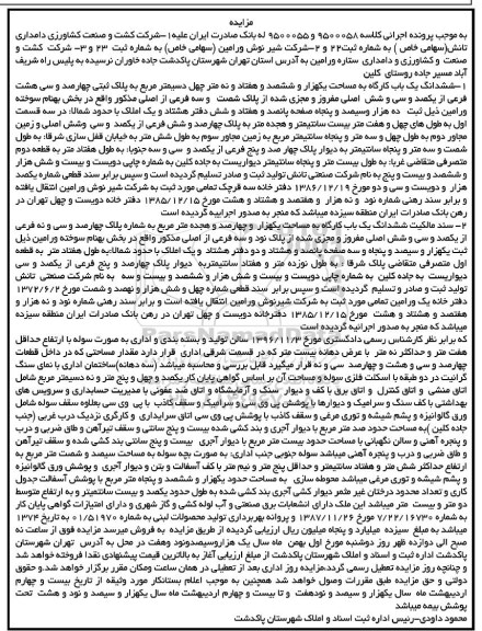 مزایده,مزایده ششدانگ یک باب کارگاه