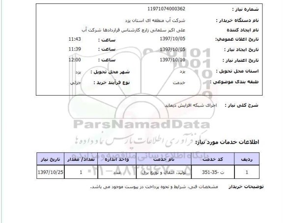 استعلام,استعلام اجرای شبکه افزایش دیماند