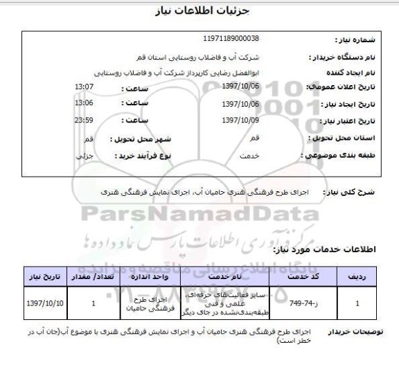 استعلام, اجرای طرح فرهنگی هنری حامیان آب، اجرای نمایش فرهنگی هنری