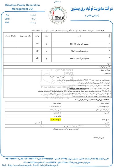 استعلام , استعلام محلول بافر آماده با PH=V و...