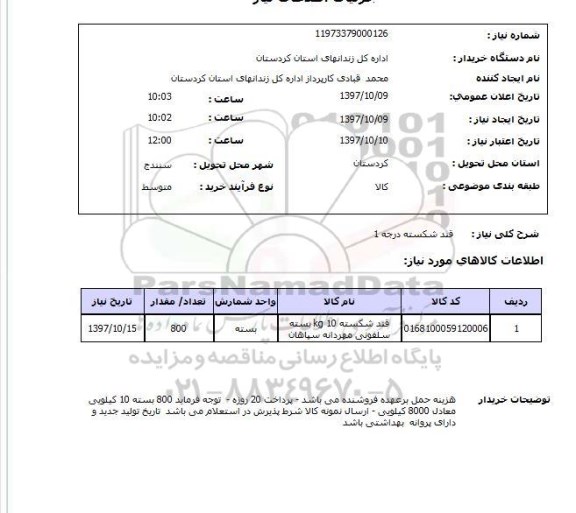استعلام قند شکسته درجه 1