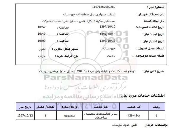 استعلام, تهیه و نصب کابینت و ظرفشویی درجه یک MDF