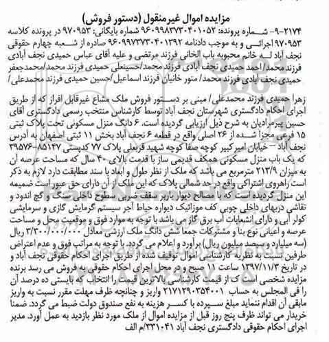 مزایده,مزایده فروش ملک مشاع 213.9 مترمربع