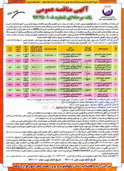 آگهی مناقصه عمومی , مناقصه محصور سازی مخزن و ...نوبت دوم 