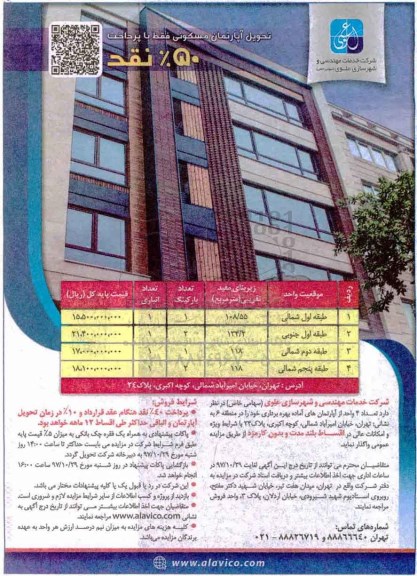 مزایده، مزایده واگذاری 4 واحد آپارتمان 