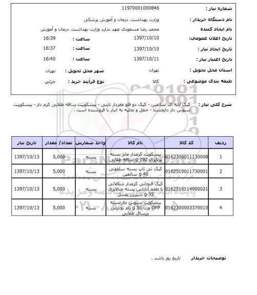 استعلام، استعلام کیک - بیسکوییت 