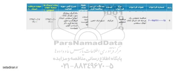 مناقصه ، مناقصه اجرای کانال آبهای سطحی