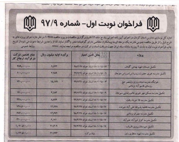 مناقصه ,مناقصه تکمیل دبستان و ...