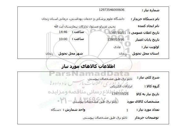 استعلام,تابلو برق