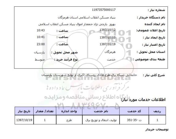 استعلام; استعلام جابجایی شبکه برق طرح هادی روستا...