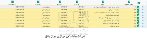 استعلام, استعلام خرید 6 ردیف مش کور سرند 
