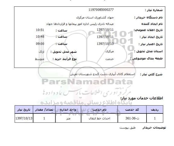 استعلام,استعلام کانال آبیاری دشت