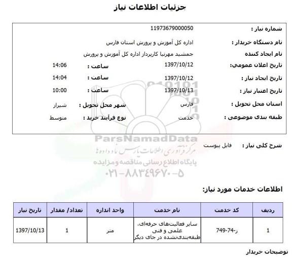 استعلام, استعلام سایر فعالیت های حرفه ای، علمی و فنی طبقه بندی نشده