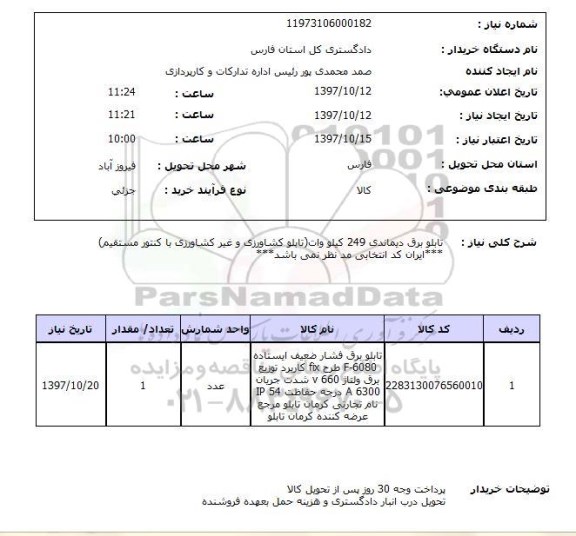 استعلام,تابلو برق