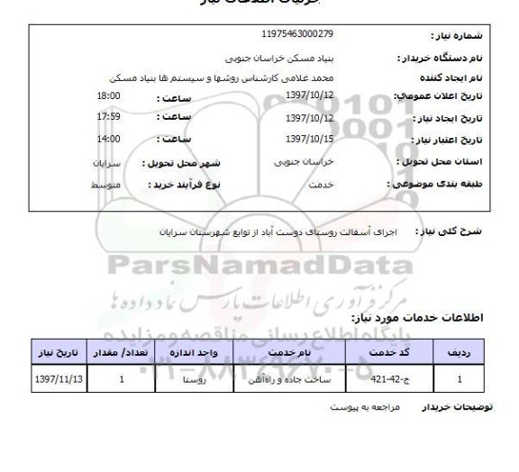 استعلام, اجرای آسفالت روستای