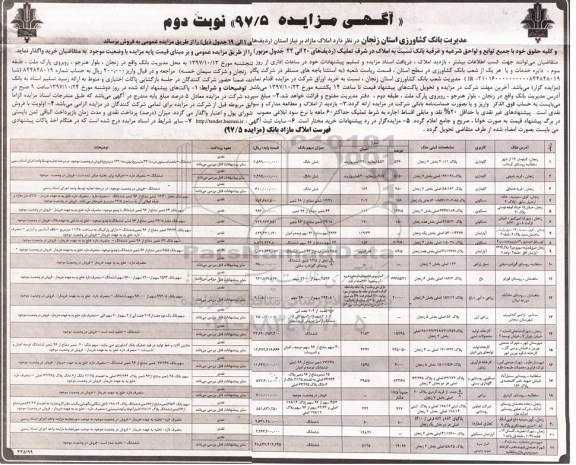 مزایده،مزایده فروش املاک مازاد کاربری مسکونی و باغ و آپارتمان نوبت دوم