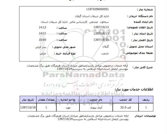 استعلام, استعلام آبزی پروری 