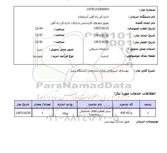 استعلام,بهسازی شیروانی