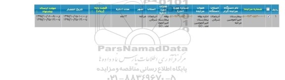 مزایده اجاره بوفه بیمارستان