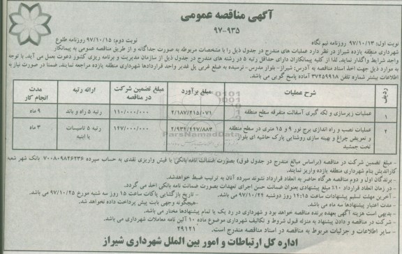 آگهی مناقصه عمومی, مناقصه عملیات زیرسازی و لکه گیری آسفالت سطح منطقه ...نوبت دوم