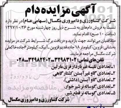 مزایده , مزایده فروش دام